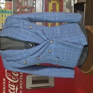 SHEIN Light Blue Double-Breasted Blazer